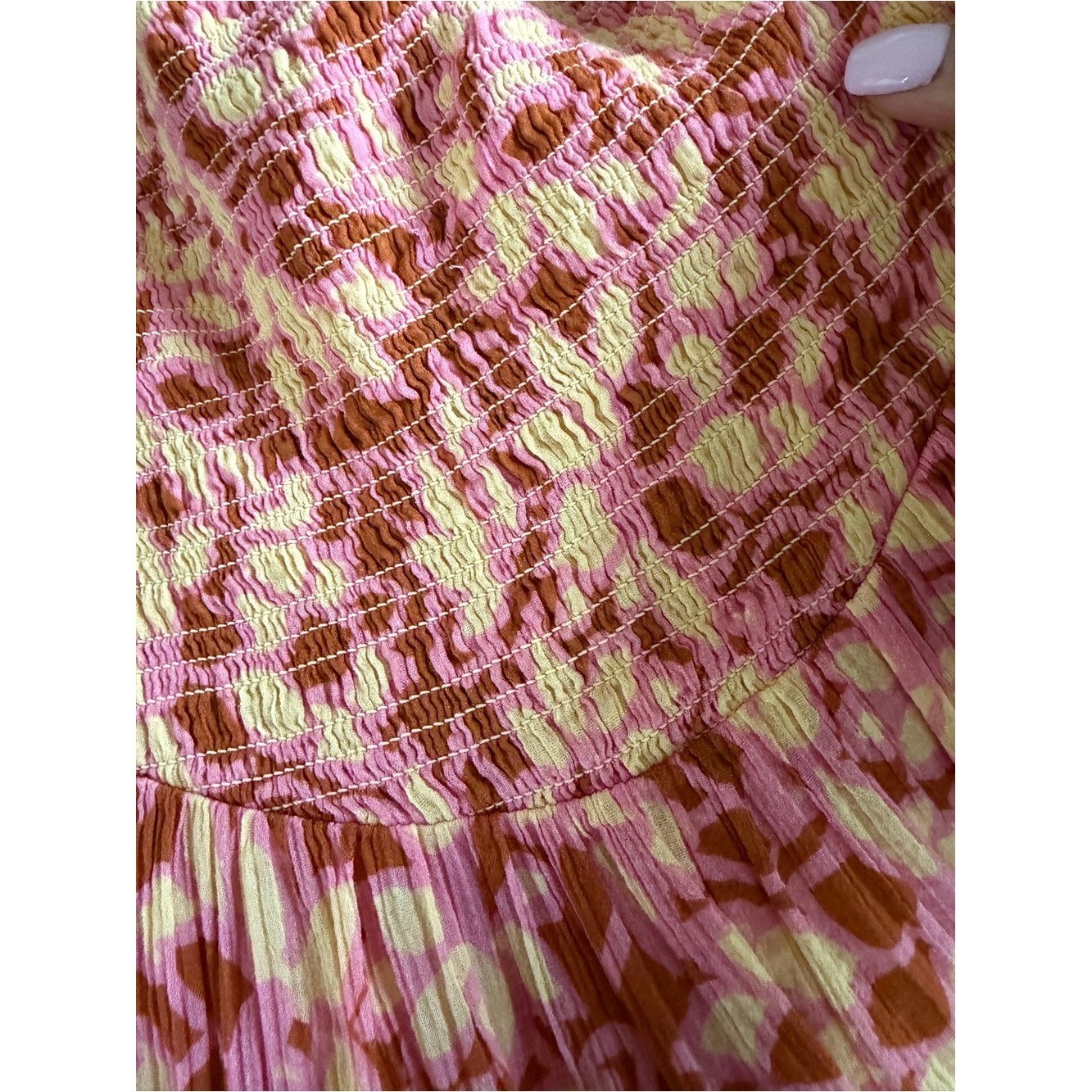 Free People Sweet Annie Smocked Floral Mini Dress Pink Size XS Boho Cottagecore