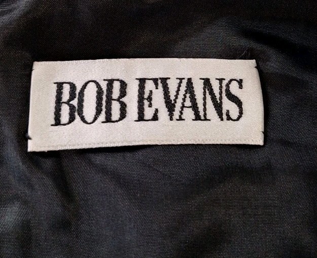 VTG BOB EVANS 100% Silk Sheath Cocktail Dress Sequin & Lace Balloon Sleeve Black