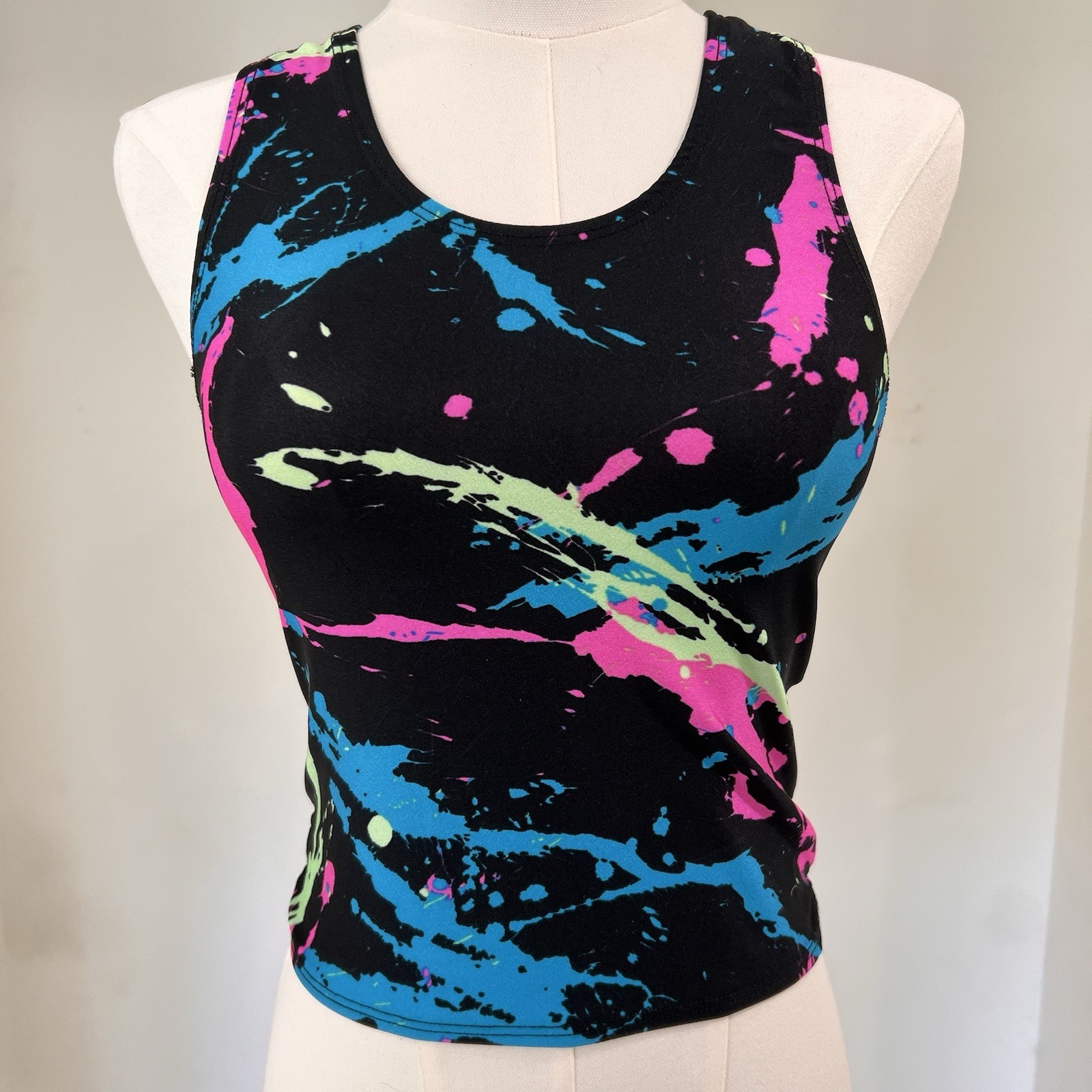 Vintage Serac Tank Top 80s Neon Paint Splatter New Wave Retro Club Kid Vaporwave