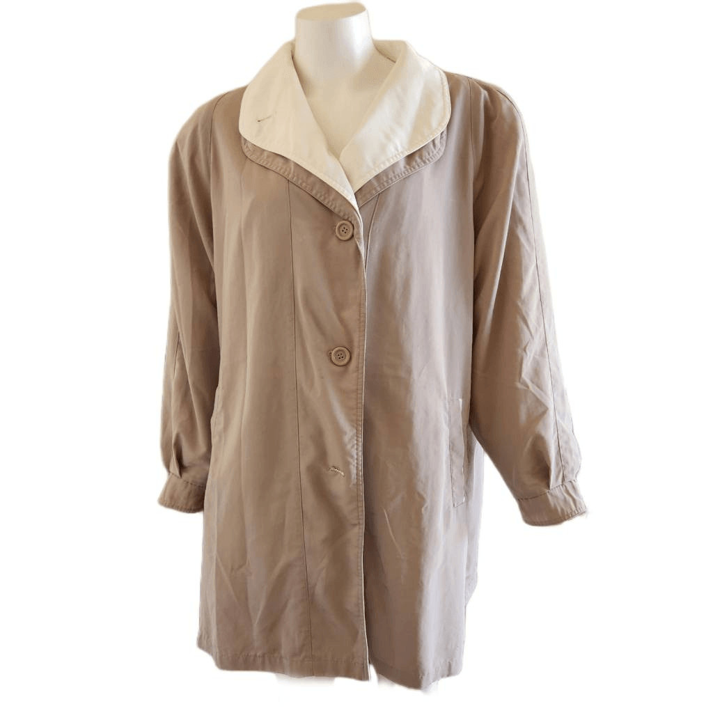 Komitor vintage 70s cream tan taupe 2 tone plus size 3X coat relaxed wide oversi