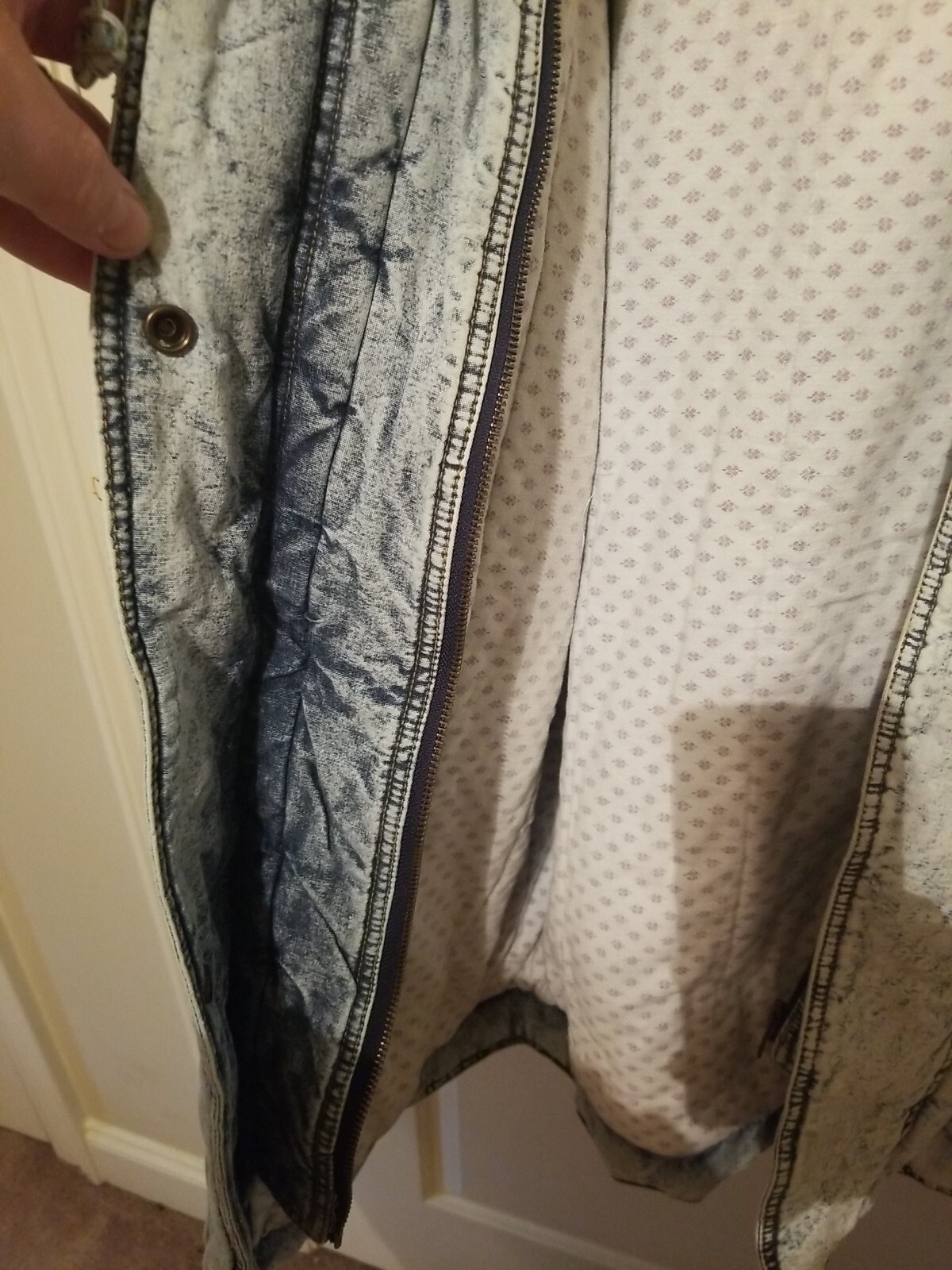 Vintage 1980s Learsi Denim Light Wash Coat Size 20W Puffer Pockets Zip RARE