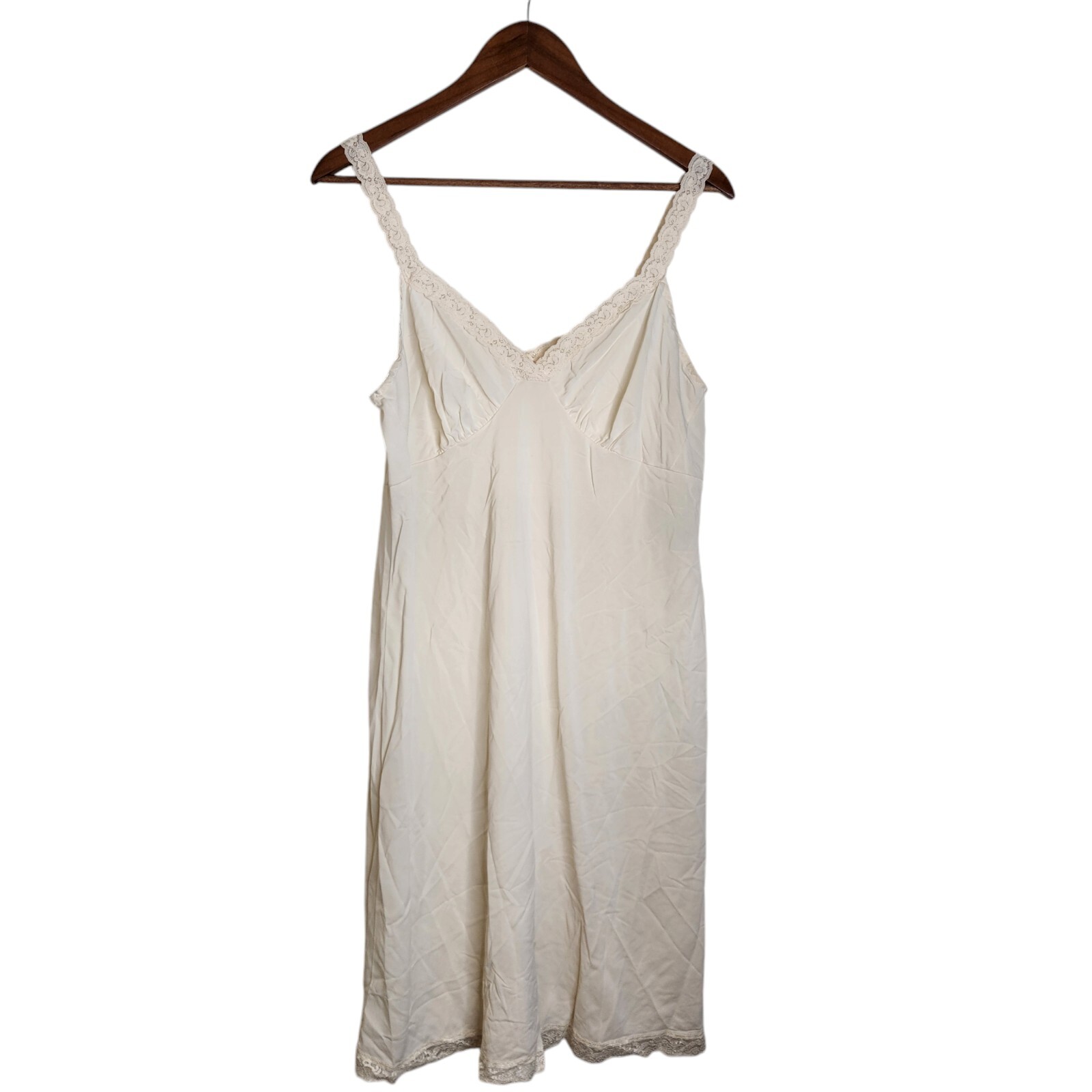 Vintage Ivory Full Slip by Shadow Line Knee Length Lingerie Womens 40/26″* READ