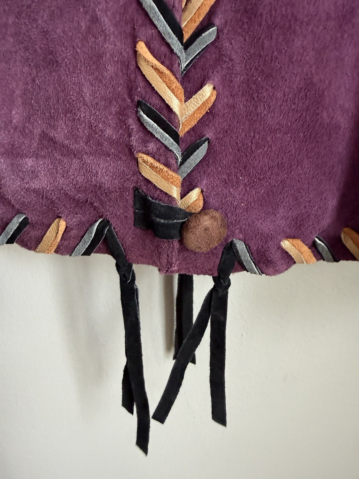 Vtg SFR Santa Fe Recreations Purple Suede Fringe Western Braided One Of A Kind M