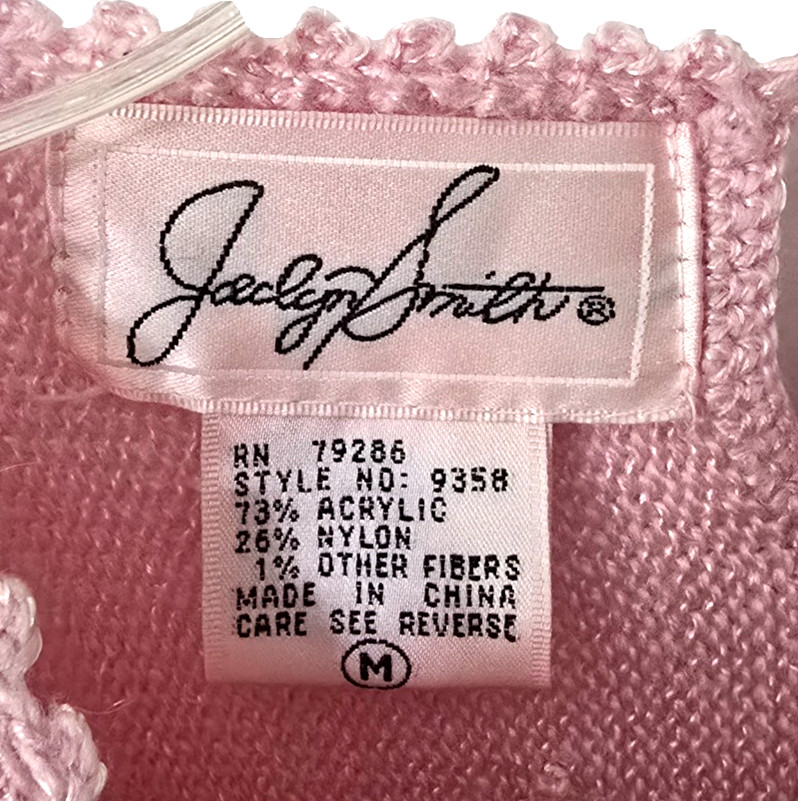 Vintage Embroidered Feminine Sweater Top M Beaded Girly Kawaii Pink Ivory 90s