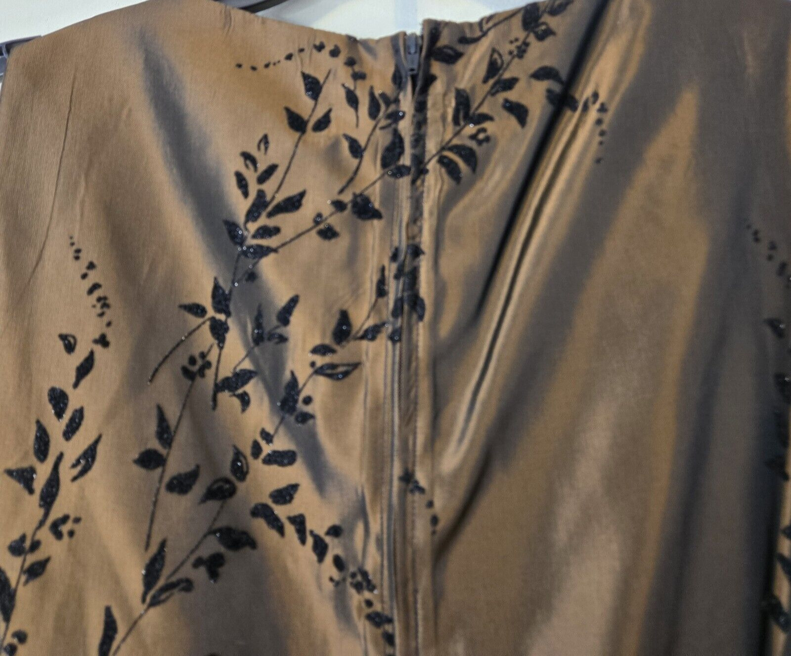 VTG Jeffrey Dara Top Women’s 14 Brown Blk Velvet Floral Full Zip Forest Fairy