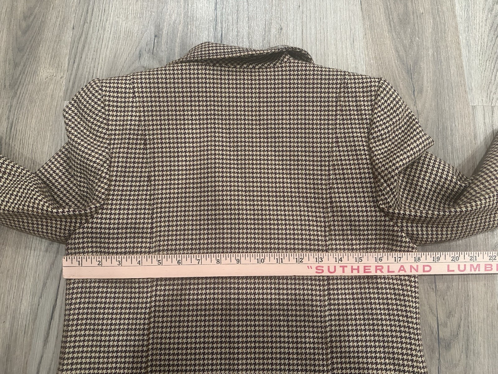 Vintage Embassy Row Petites Brown Plaid Wool Blazer Zip Jacket Houndstooth Sz 6P