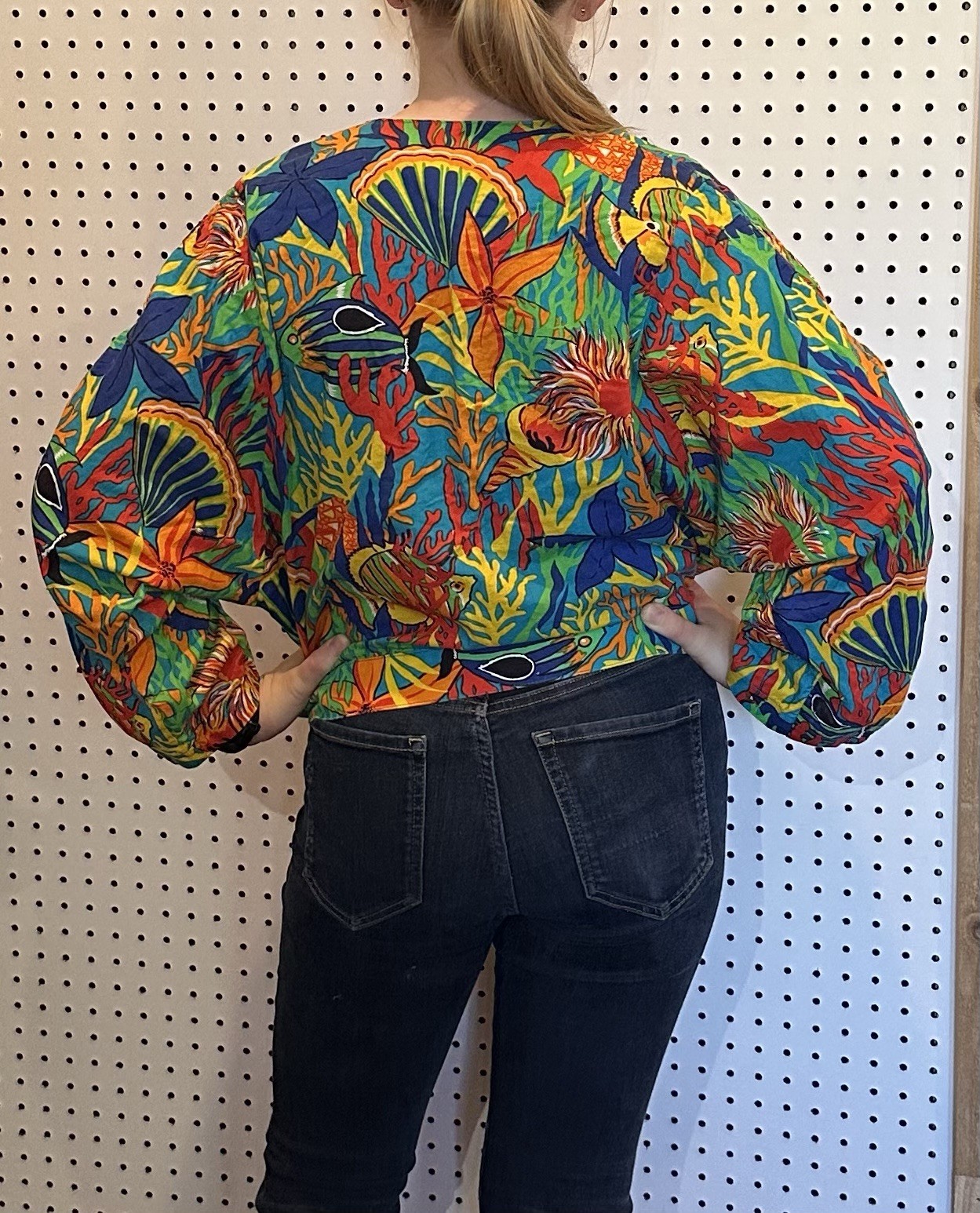 Vintage That’s Me Light Jacket Adjustable Sleeve Tropical Print Coastal Grandma