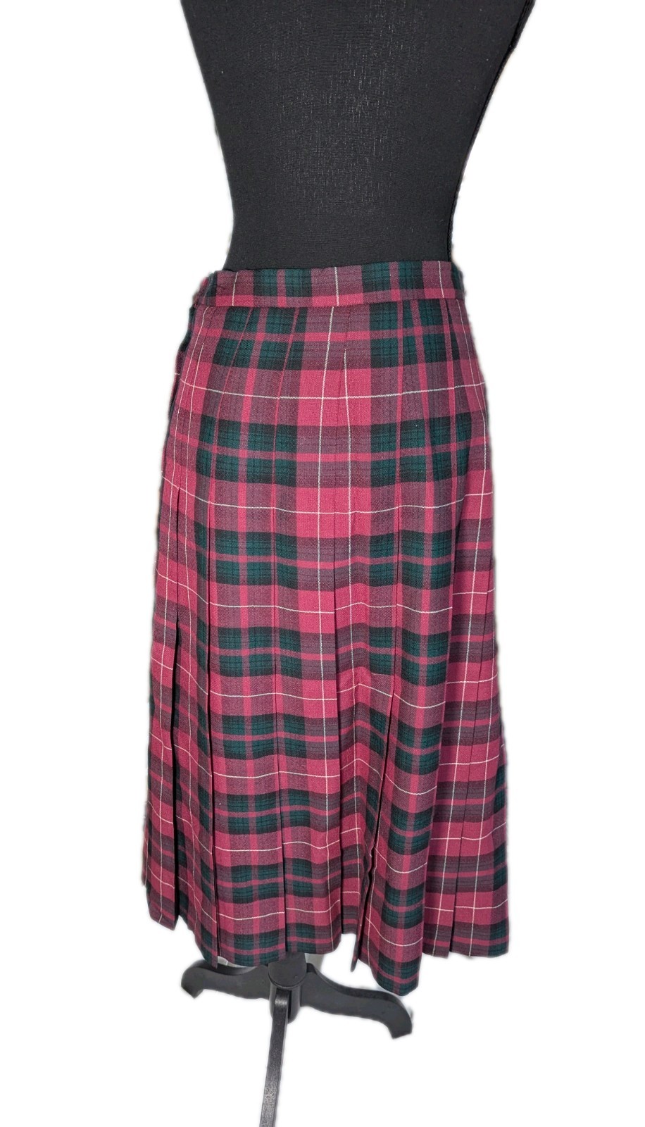 VTG Dean’s Of Scotland Women’s Red/Green Tartan Plaid Pleated Midi Skirt 28″x32″