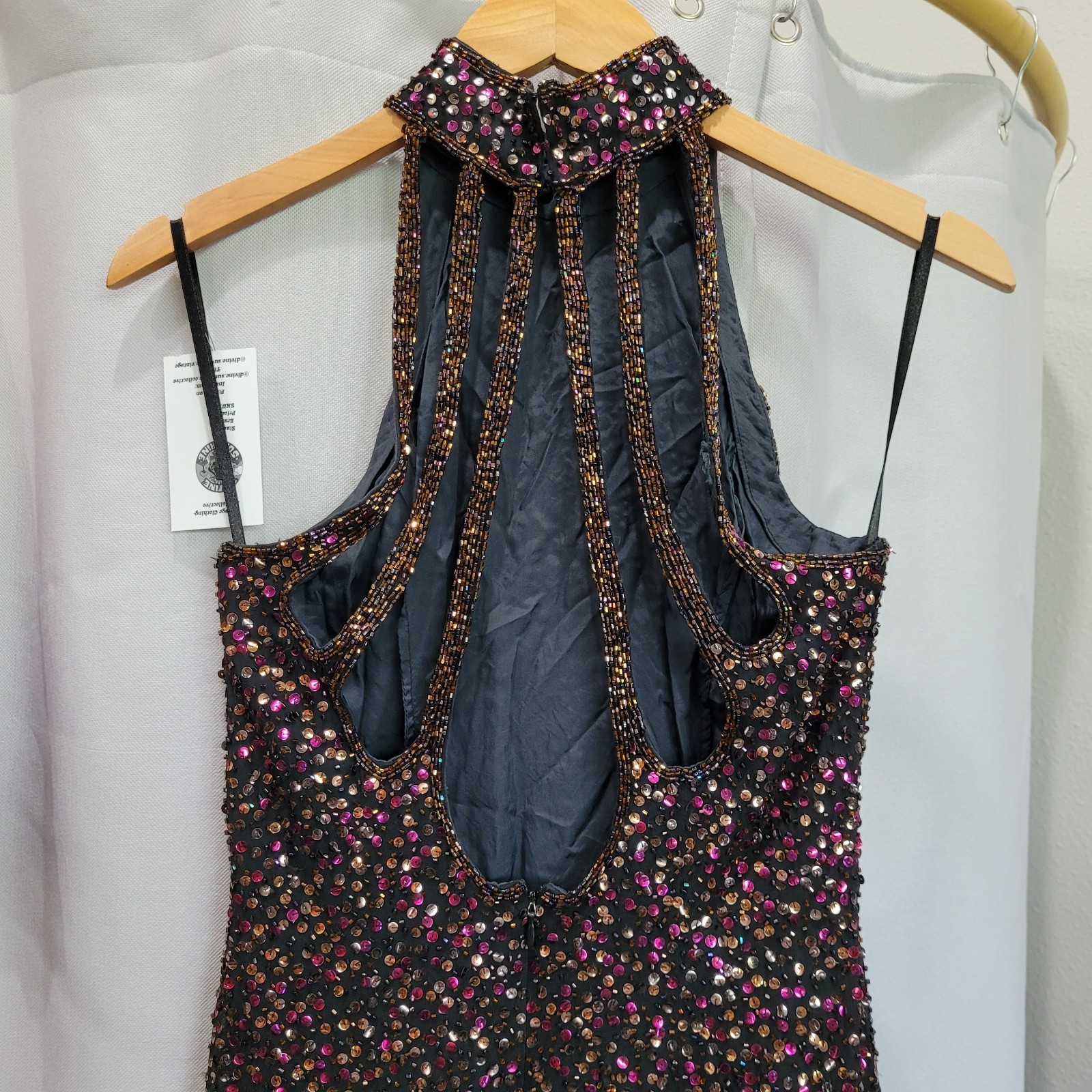 80’s Vintage Glamour Sleeveless Sequin Halter Mini Dress