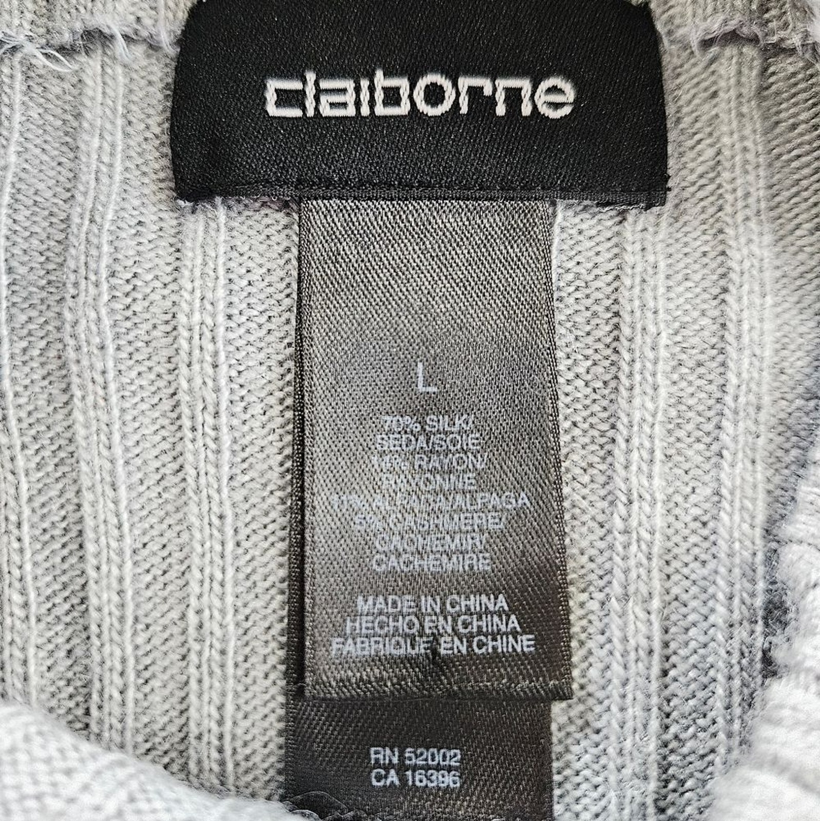 Liz Claiborne Vintage Silk Alpaca Cashmere Blend Ribbed Knit High Neck Sweater L