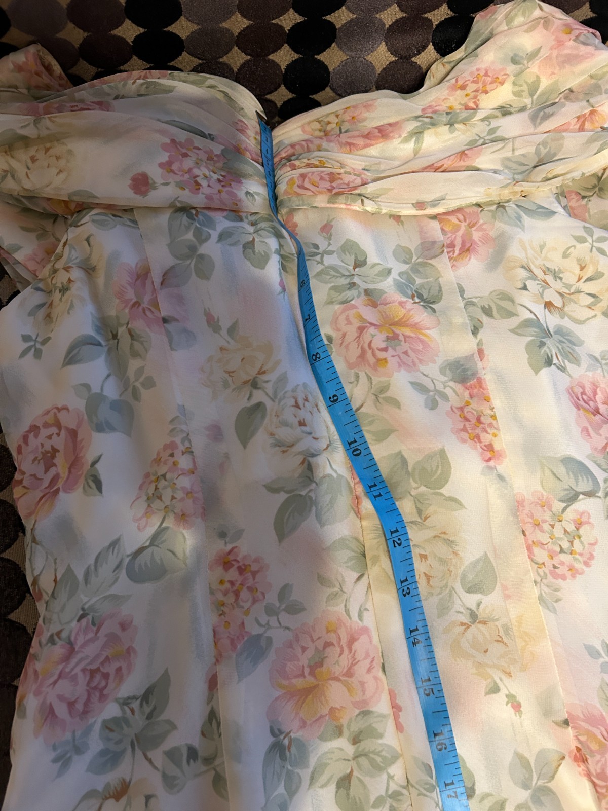 Vintage CDC Evening Maxi Floral Roses Tea Dress Size M made USA