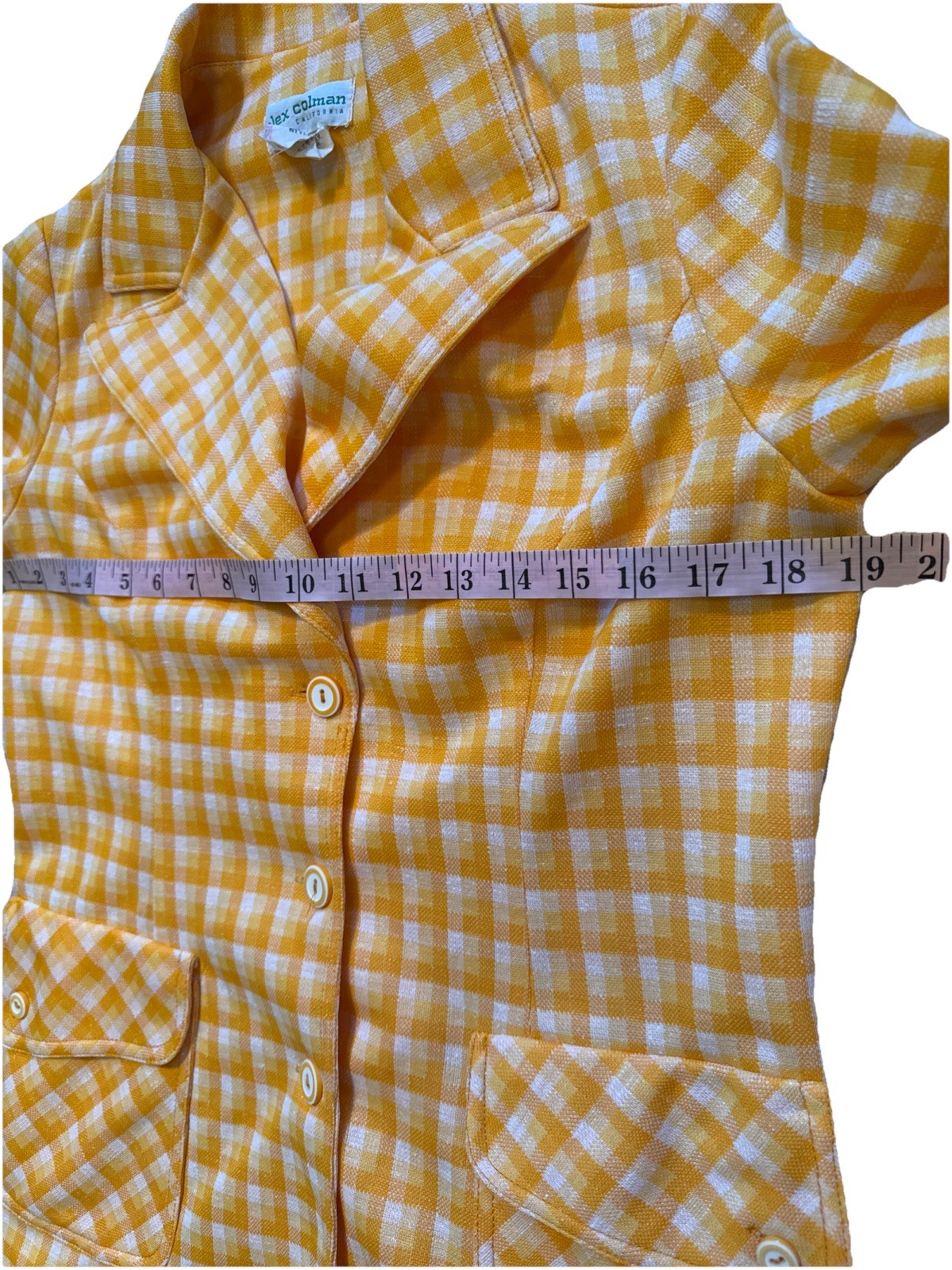 Vintage 1970’s Alex Colman California Plaid Blazer Jacket Dagger Collar S/M