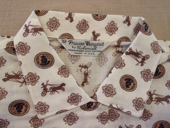 NOS Vtg Women’s 32 Princess Margaret By COLONIAL Cotton SHIRT Roman Theme RETRO