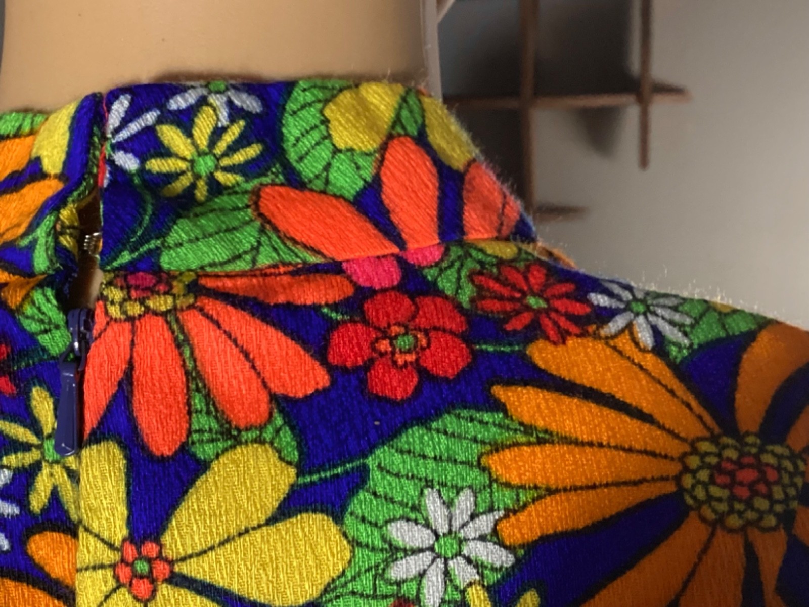 Vintage 60’s Psychedelic Belted Mini Dress Flower Power Floral Hippy Mod Go-Go