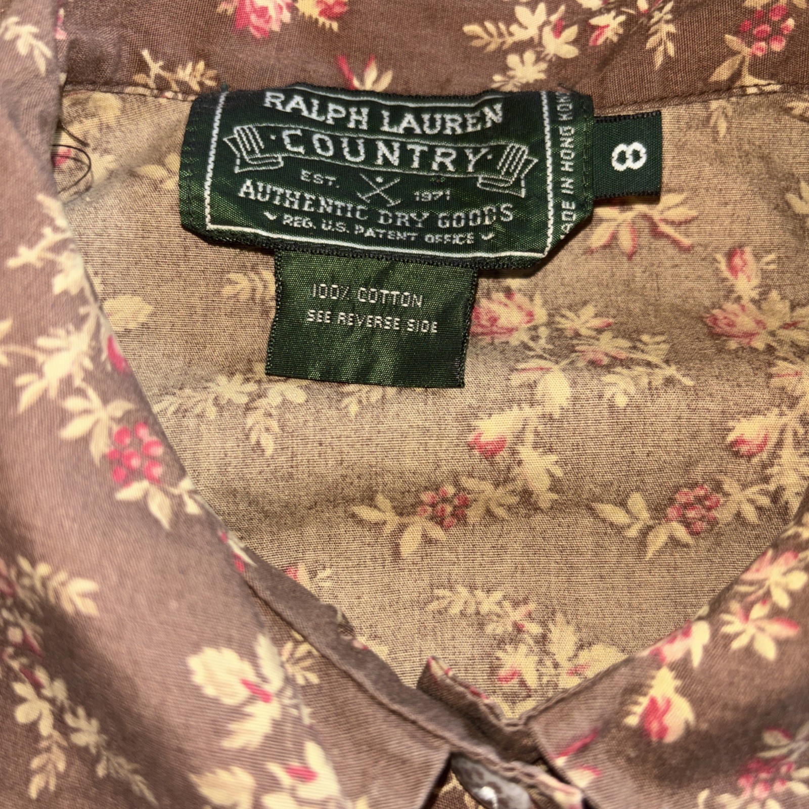120 Vintage 80s Ralph Lauren Country Floral Puff Sleeve Blouse Top 8 EUC