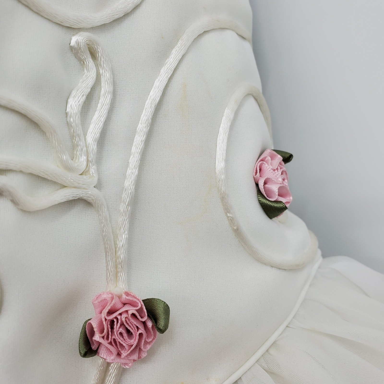 Vintage Mike Benet Formals Strapless Floral Ribbon 3D Rose Gown Dress 8 Coquette