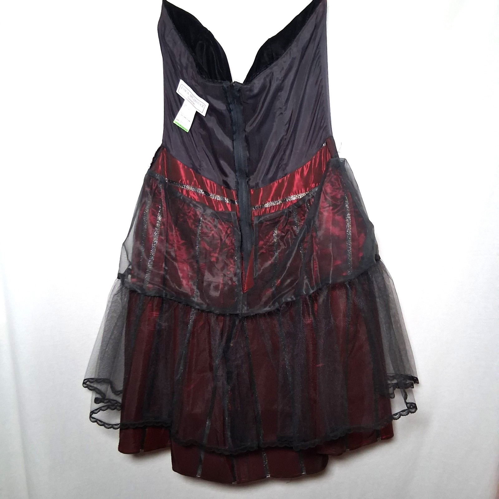 Vintage Jessica McClintock Gunne Sax Dress 13/14 Black Velvet Burgundy Gold Bow