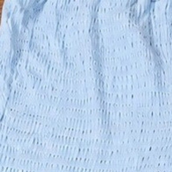 Grandmacore Textured Wide Leg Pull On Pants Light Blue Crinkle High Rise Vintage