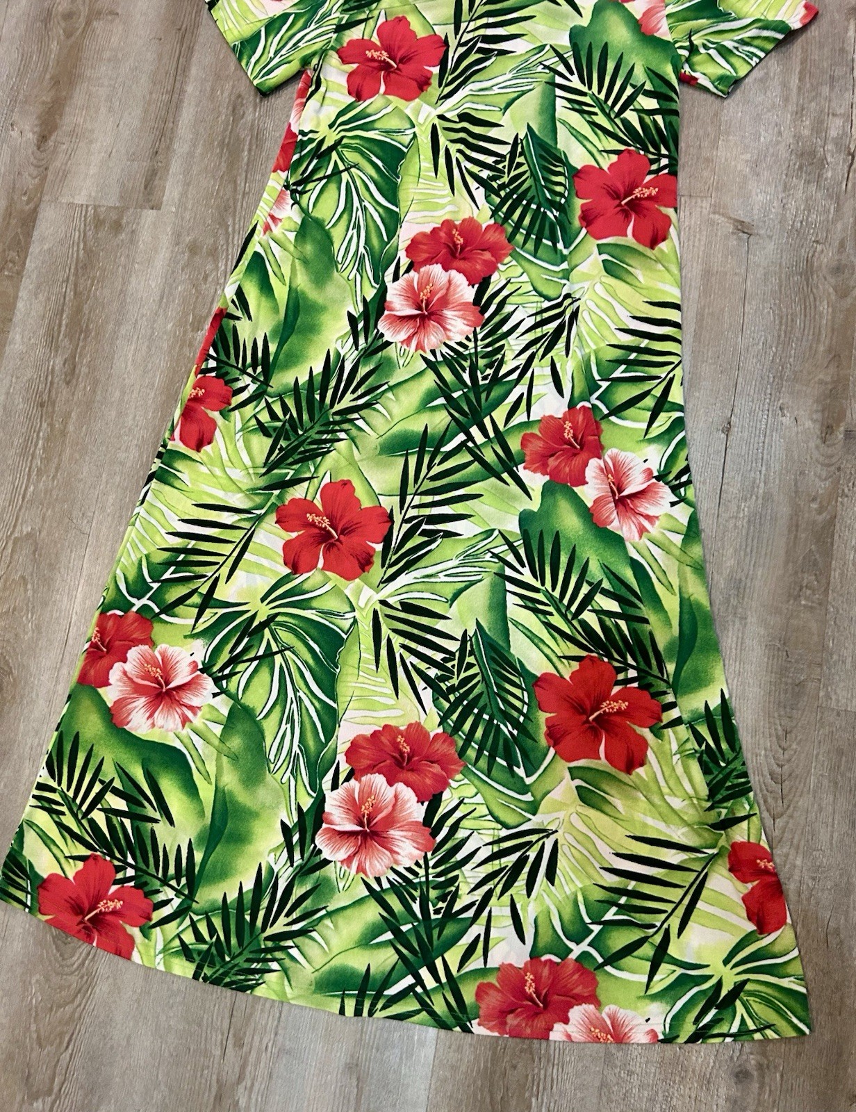 Vintage Jostar USA Tropical Print Travel Slinky Midi Dress Resortwear Paper Tag