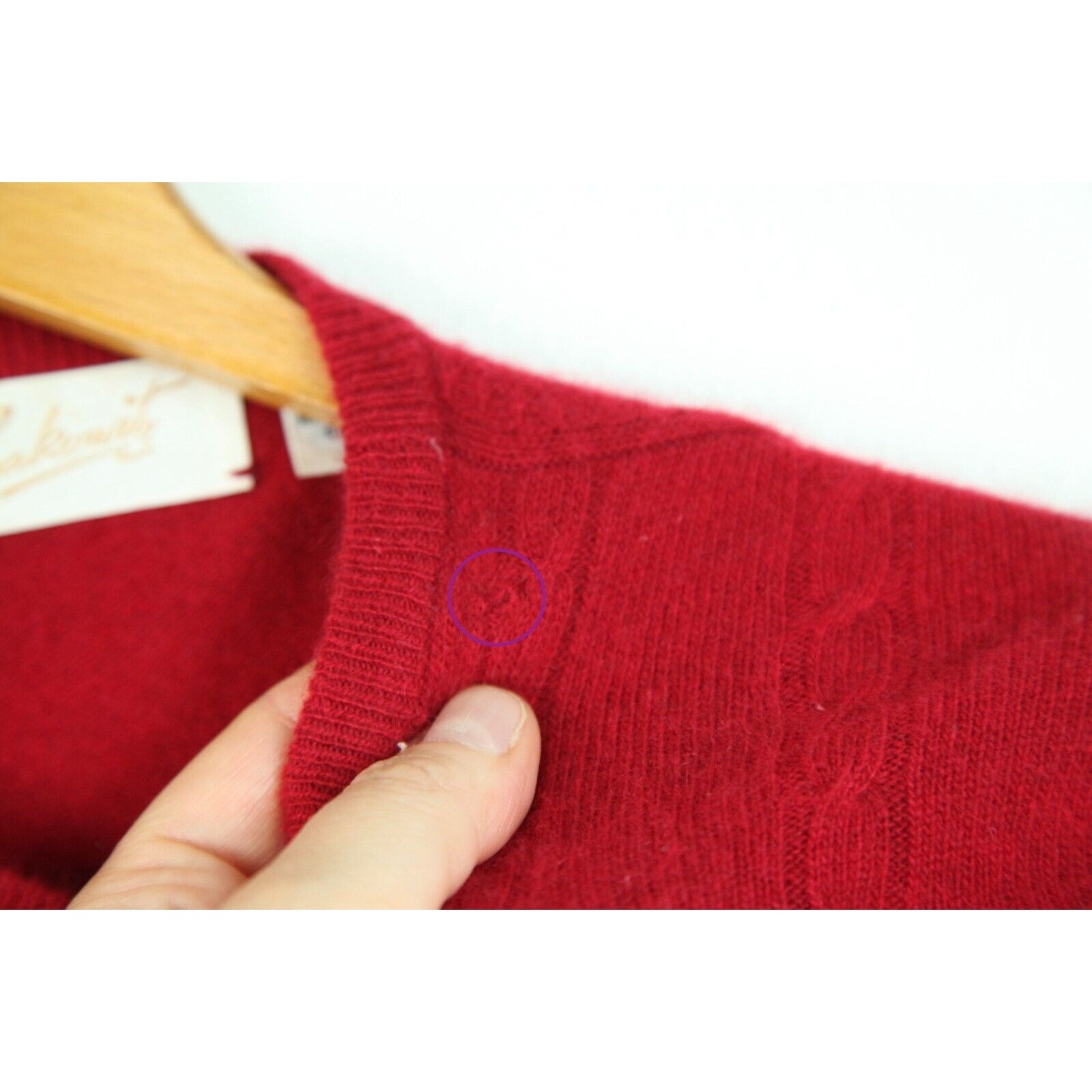 Vintage Small Red Cashmere Sweater Cable Knit Preppy Valentine Crewneck Classic