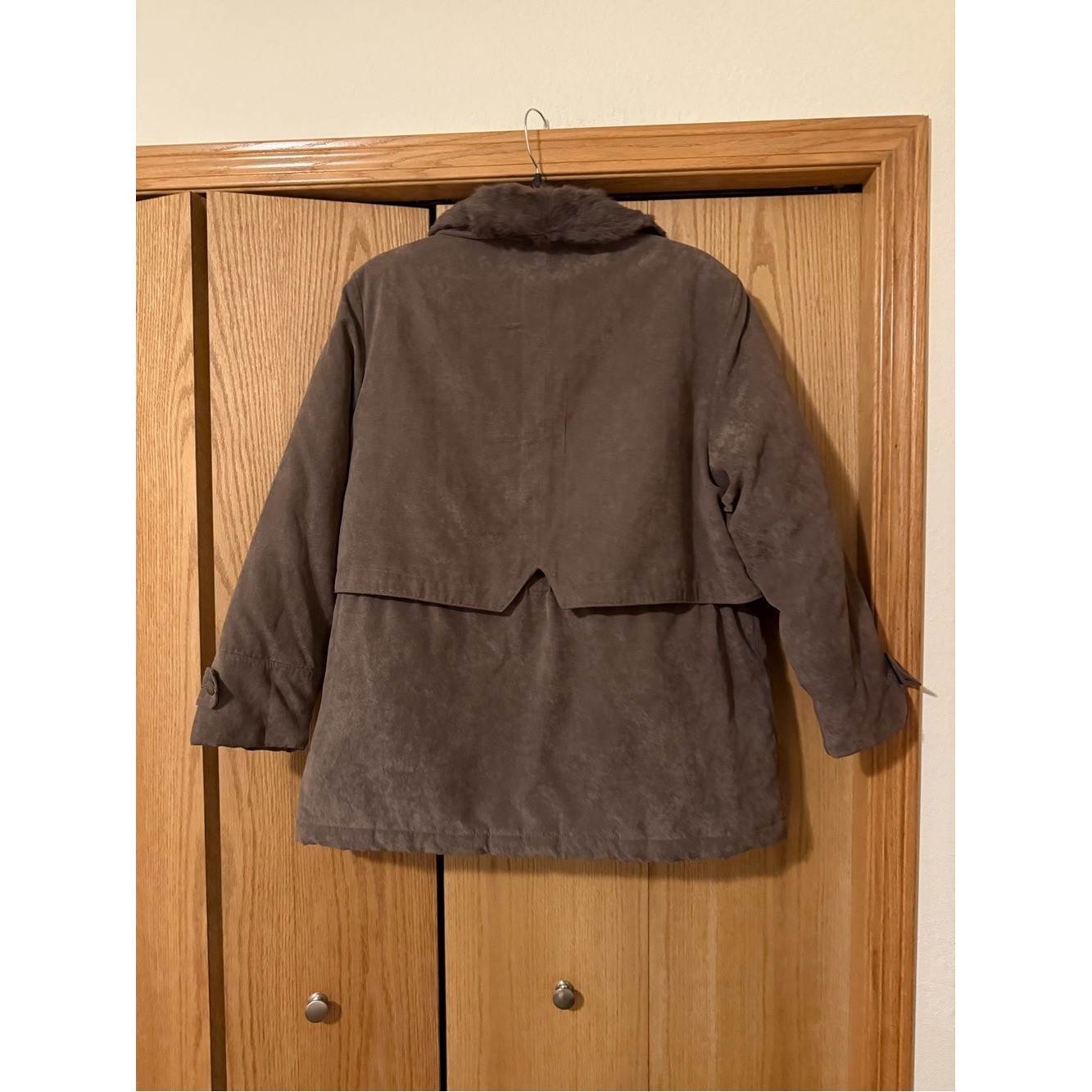 Bromley Sport Vintage Brown Suede Coat with Fur Collar