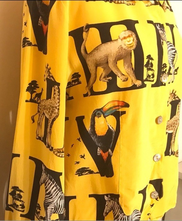 1980’s Peter Martin 100% Silk alphabet animal Long Sleeve shirt top Sz 12