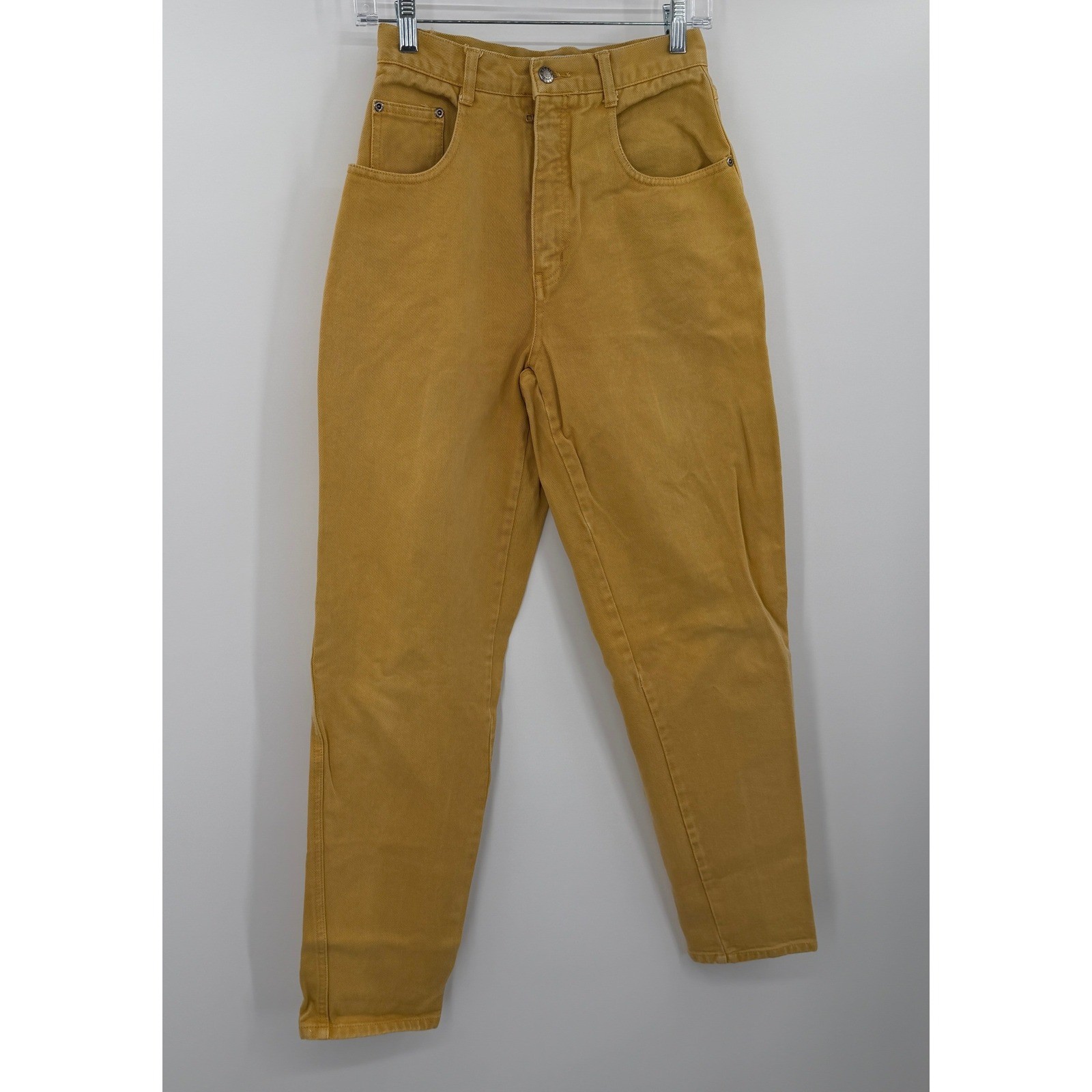 Vintage Nuovo County Seat Mustard Yellow High Waisted Tapered Denim Pants 7/8