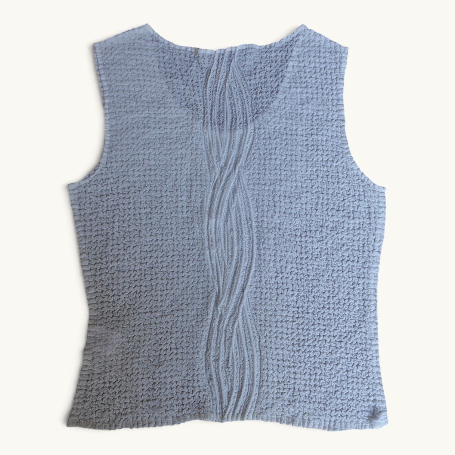 Pleats Collection Pings Imports White Crinkle Pleated Tank Top M Vintage