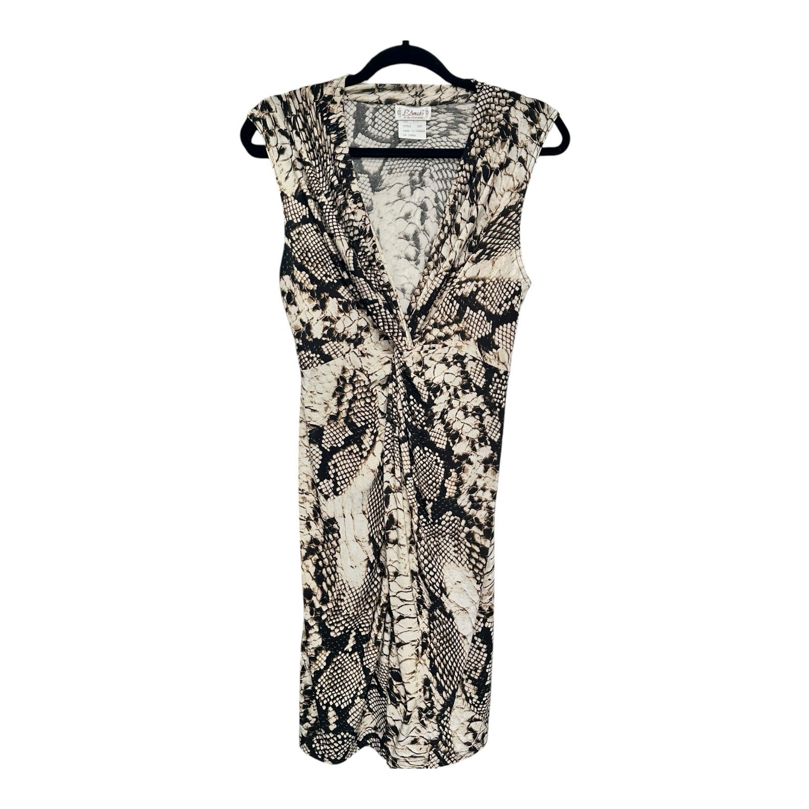 Vintage Y2K 90s L’Amadei Snakeskin Print Wrap Dress SM
