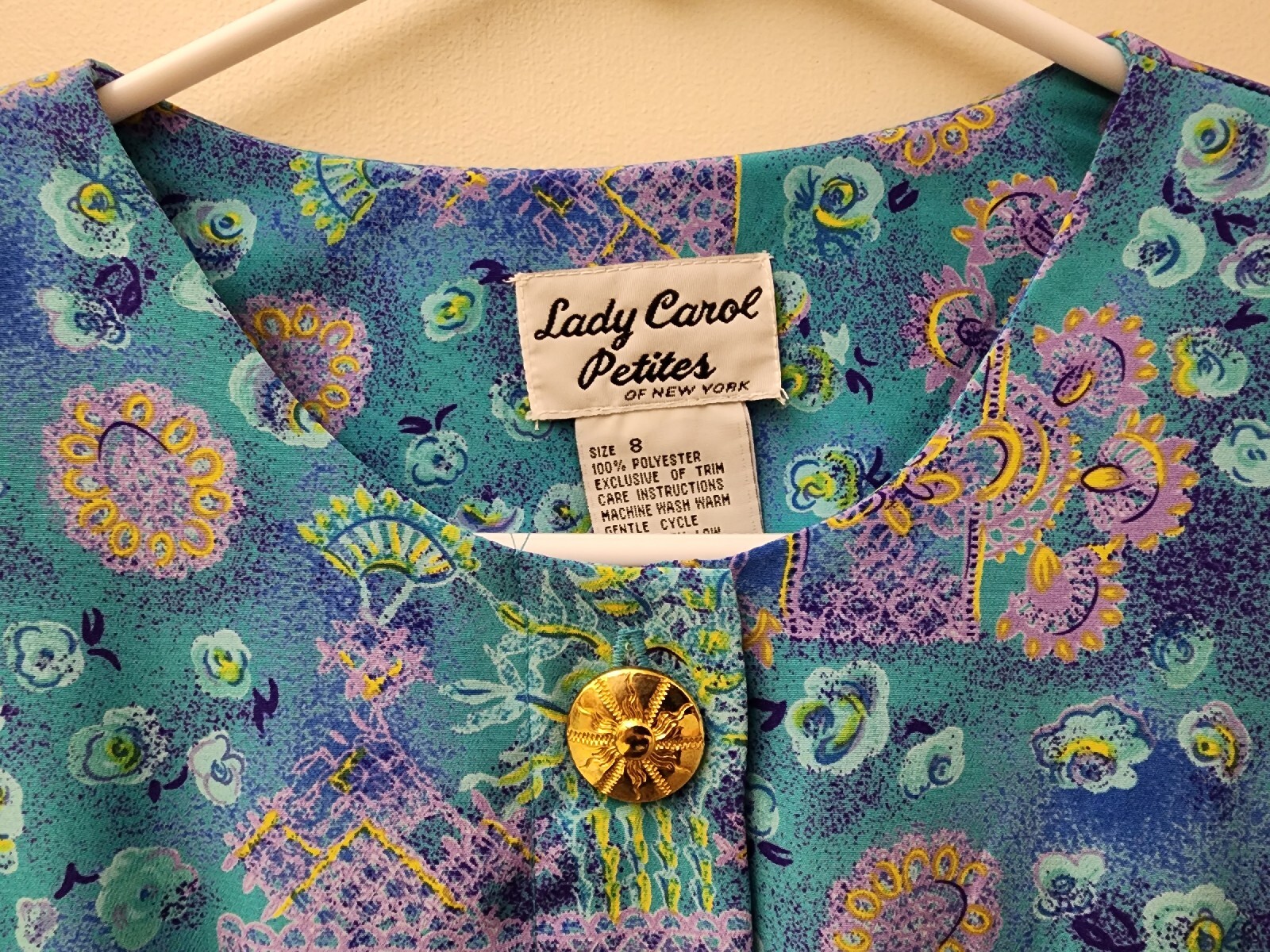 VTG Lady Carol Petites Of New York Pleated Floral Office Dress With Belt Size 8