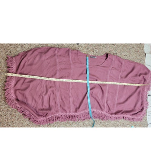 Earthbound Bohemian BOHO Hippie Chick Fringe Blouse One Size Mauve Pink OS