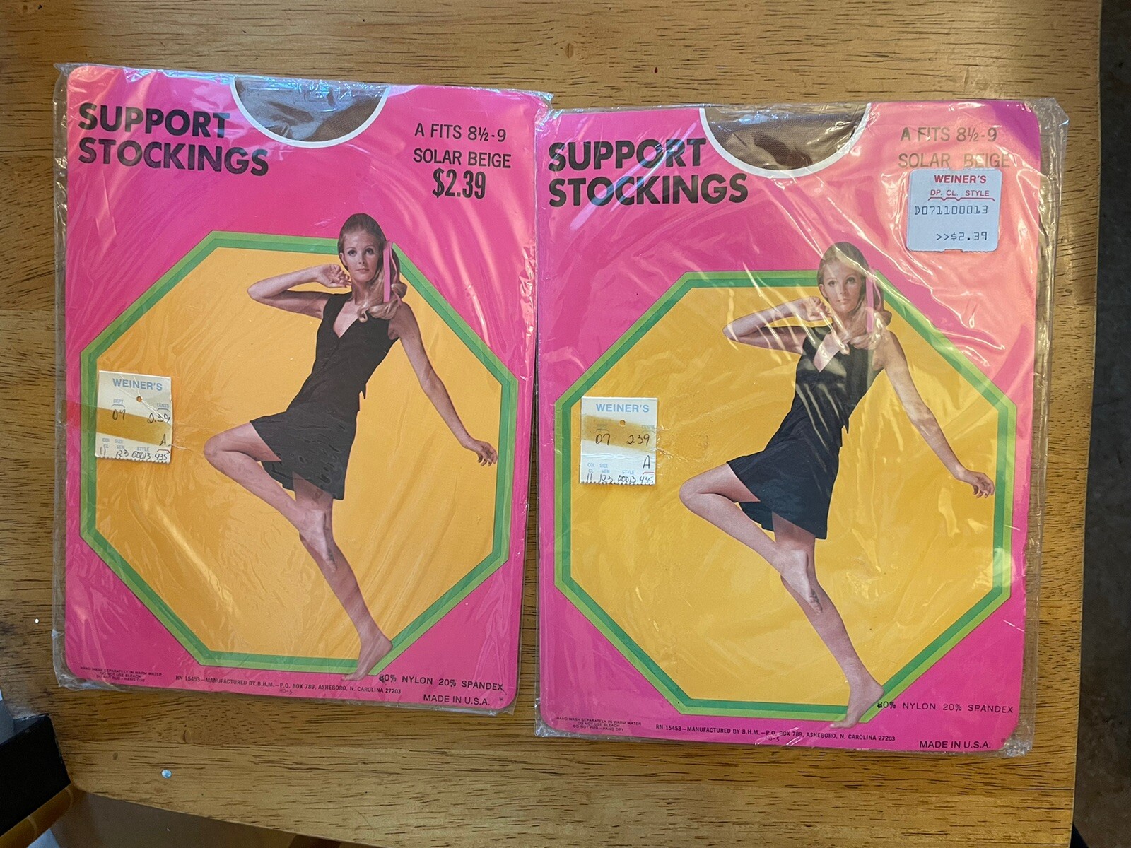 Support Stockings Size A 8.5-9 Color Solar Beige 80% nylon 20% Spdex Lot2 Vtg