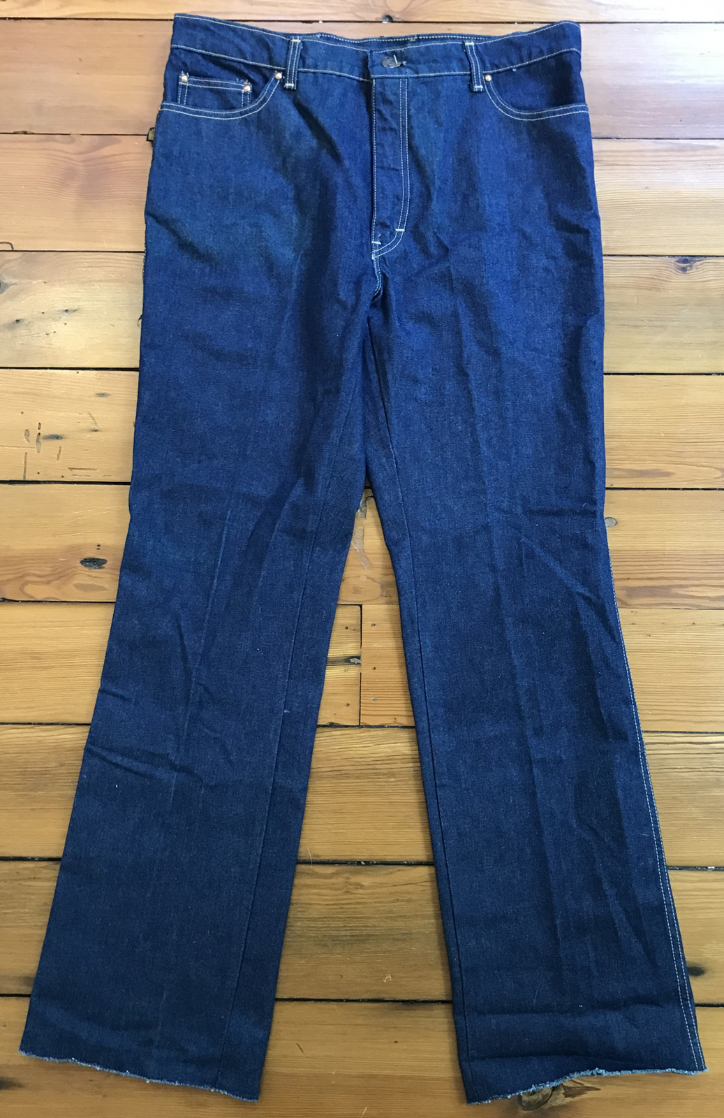 Vintage New Deadstock Sasson Dark Blue Denim Wide Leg Jeans Tall 38×35 USA made