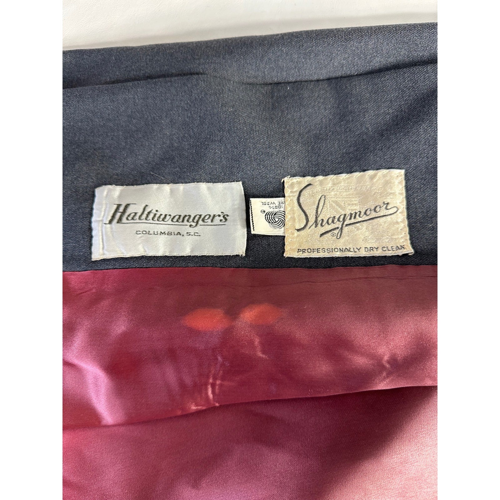 Vintage Shagmoor 60s Mod Charcoal Gray Wool Collarless Long Coat Pink Lining