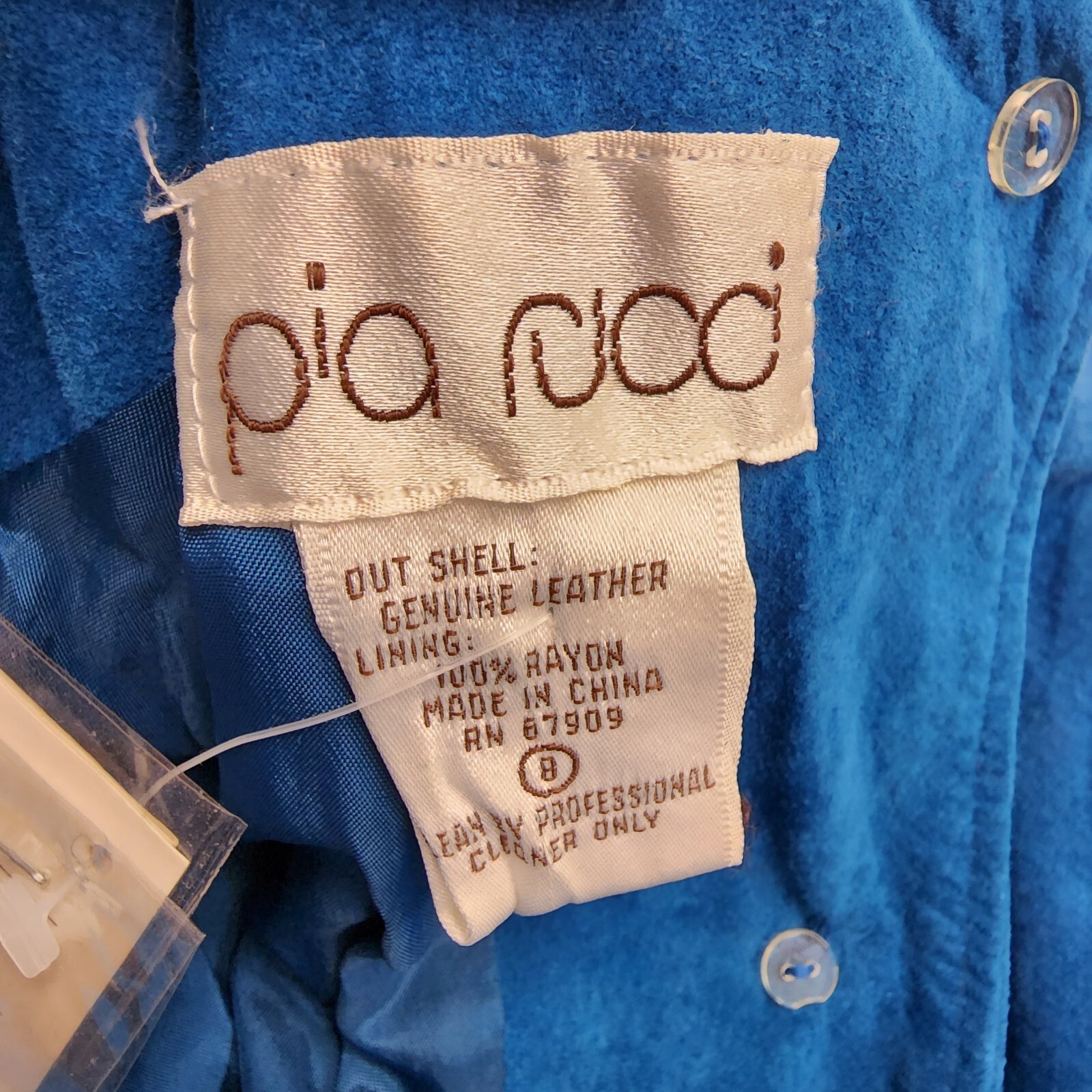Vintage Pia Rucci Dress Womens 8 Turquoise Suede Leather Deadstock w/tags