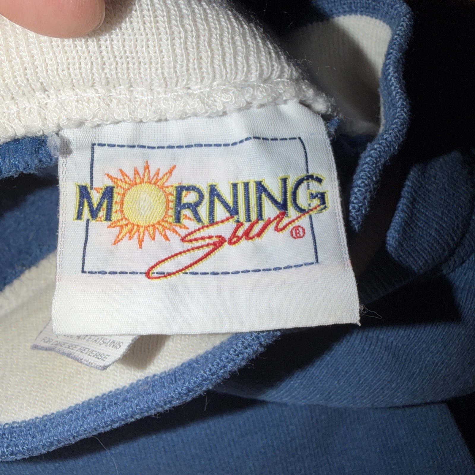 Vintage Morning Sun Snowy Winter Farm Graphic Sweatshirt — Navy Blue X-Large