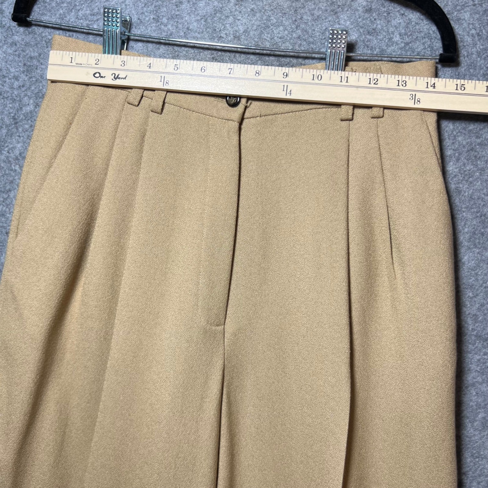 Vintage 90s 3 Piece Suit Set 9/10 Camel Tan Wool Blend Blazer Pant Skirt Lined