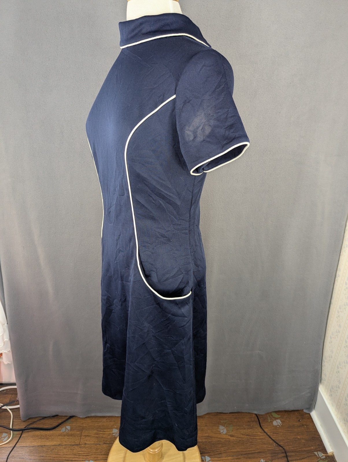 Vintage 60’s MOD Bleeker Street Mid Century Modern Mini Dress Pockets Stewardess