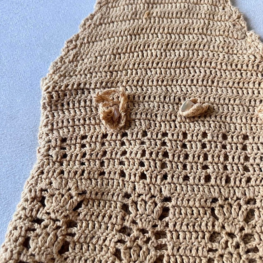 Anchor Blue crochet haltertop seashell button Y2K summer boho hippie vintage