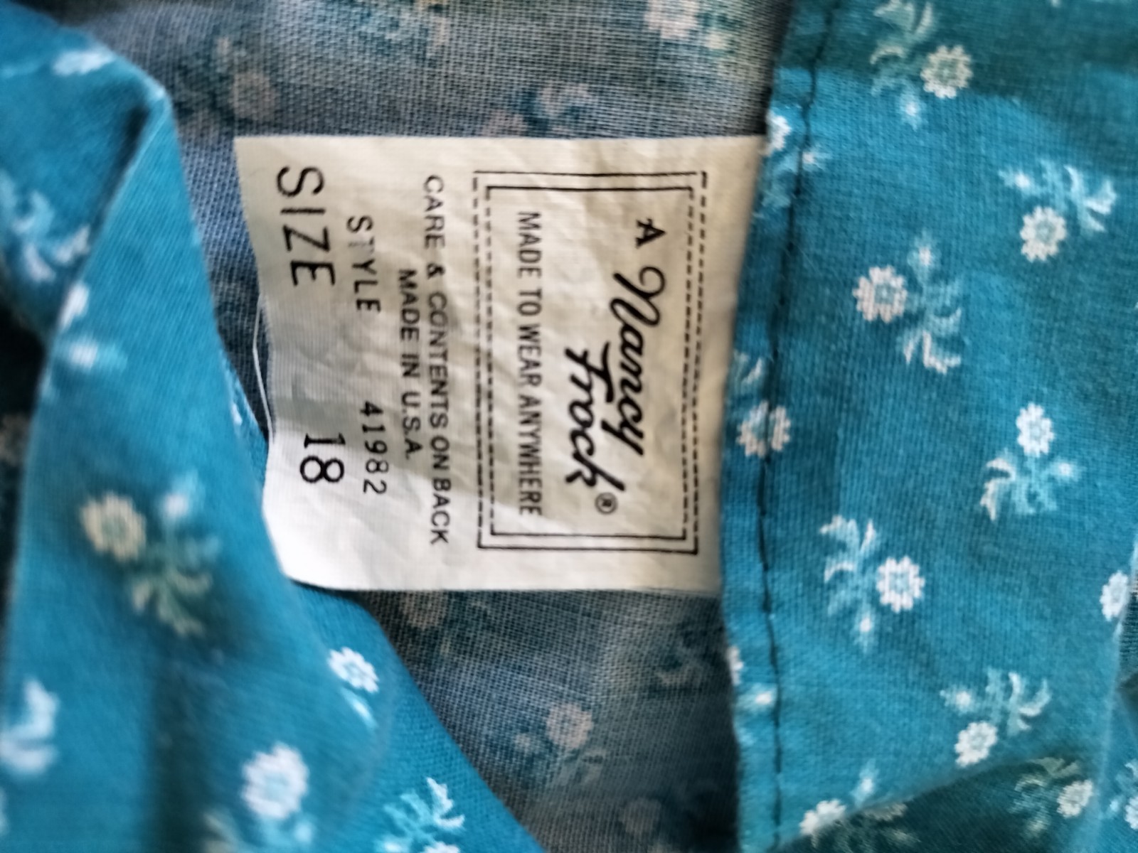 Vintage 1970s A Nancy Frock Teal Floral House Dress Lounger Plus Size 18