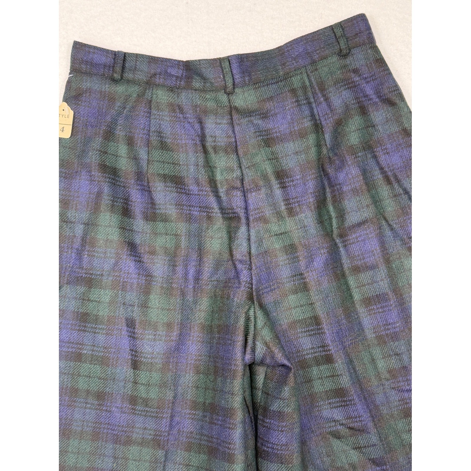 Savannah VTG Plaid Wool Blend Shorts Womens 14 Blue Green High Waisted USA NEW
