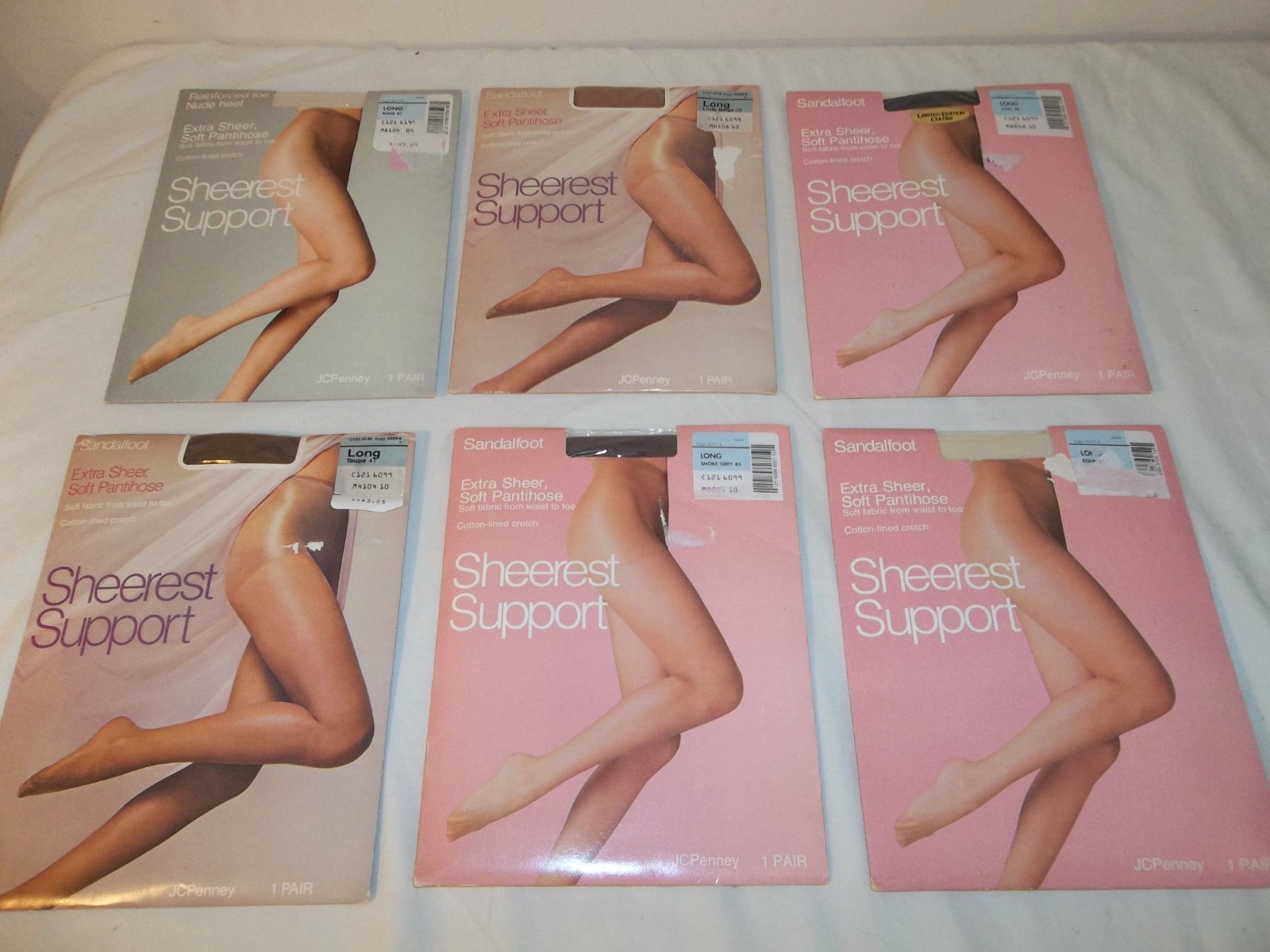 Vtg Lot Of 6 Pair New JC Penney Sheerest Support Pantyhose Size Tall