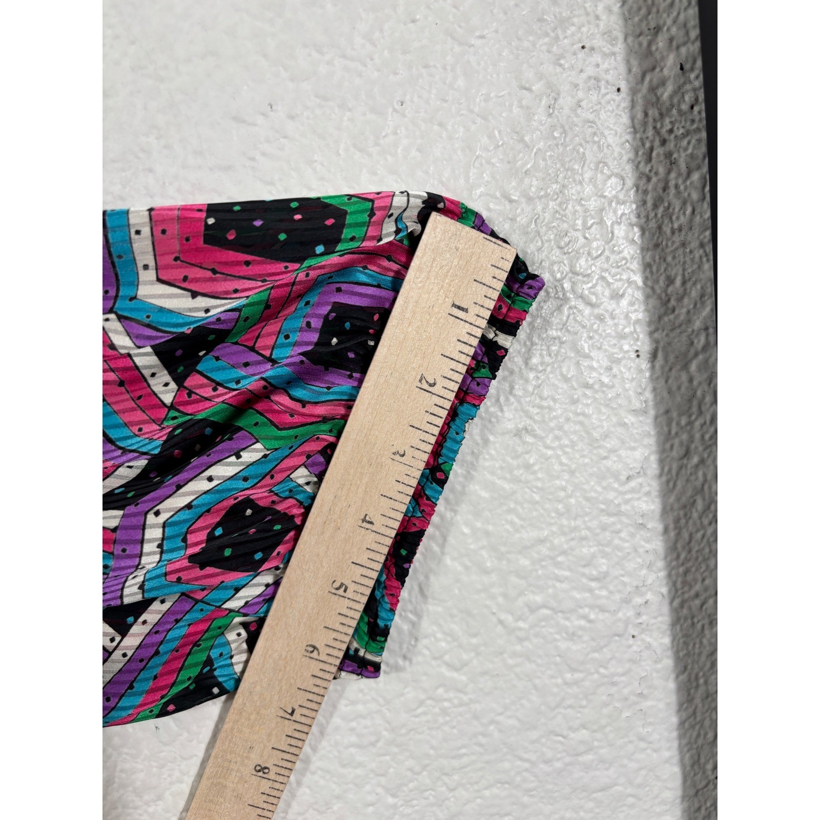 Mayeelok Midi Dress Womens Size Large Multicolor Vintage 80s Geometric Pleated
