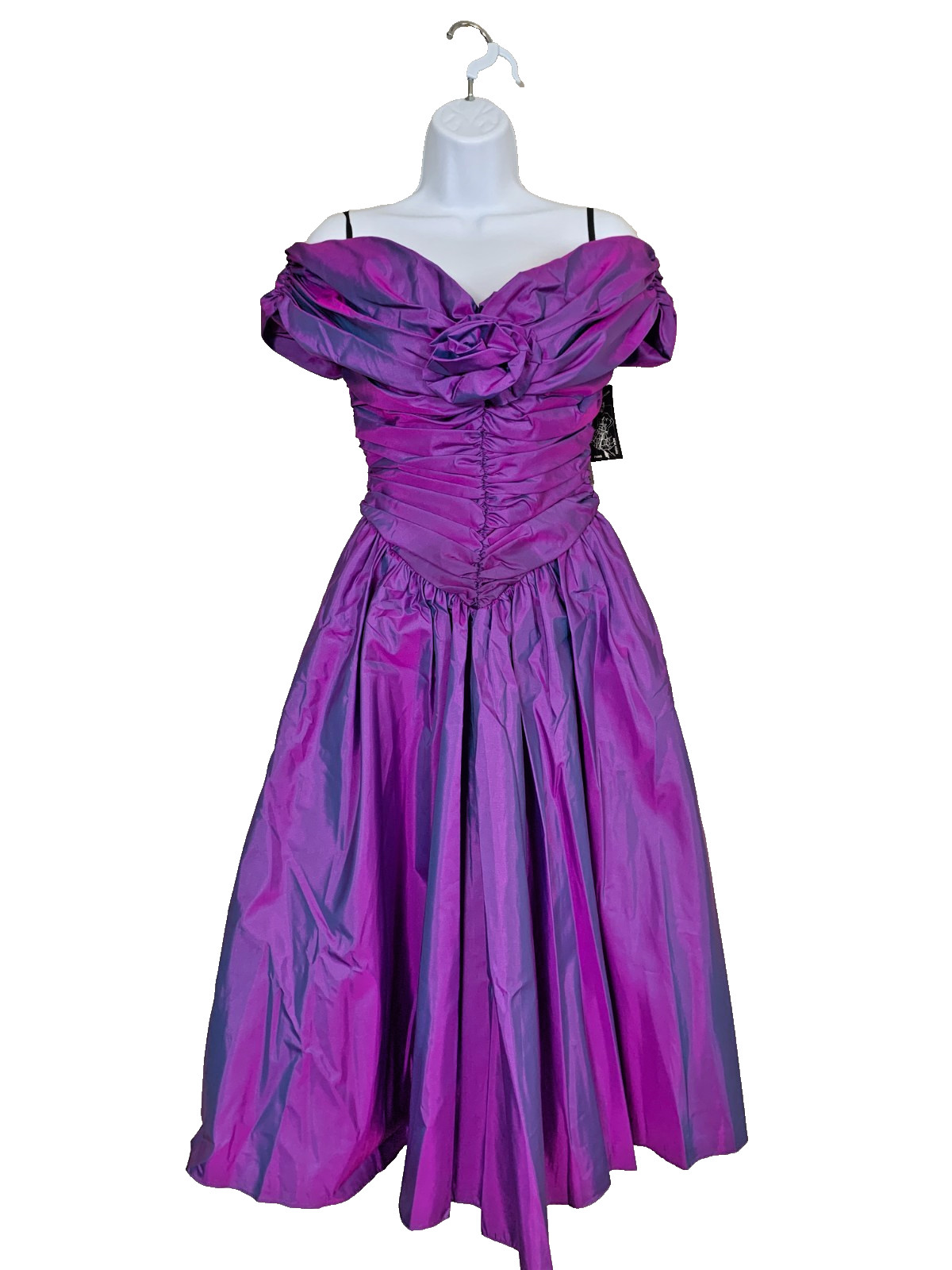 1980s Prom Dress Vintage Size 5 Purple Iridescent Princess Glam Party Deadstock