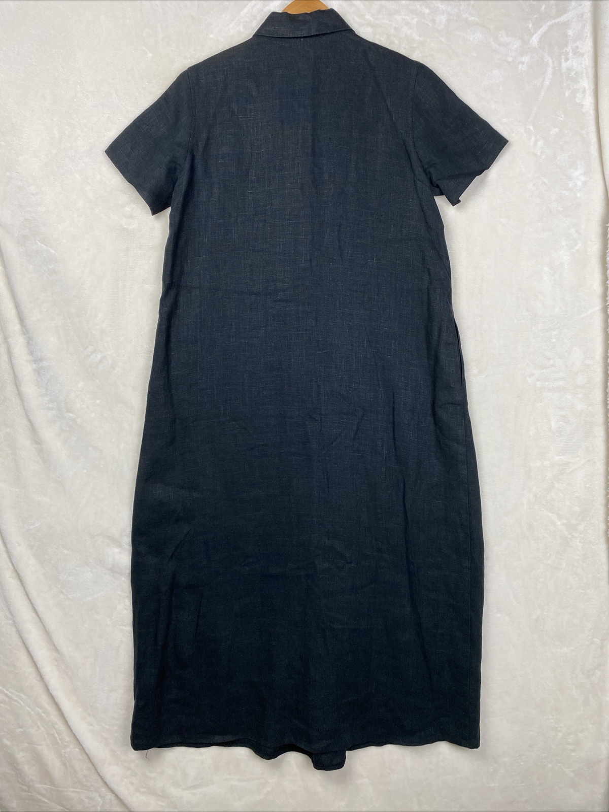 Vintage Harve Benard Maxi Dress Womens Medium Black 100% Linen Heavy Minimalist