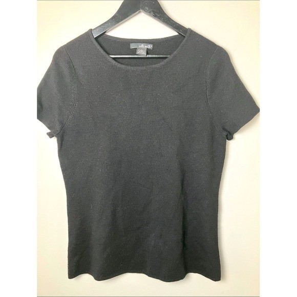 Willi Smith 100% Merino Wool Short Sleeve Black Sweater Women’s Size Large