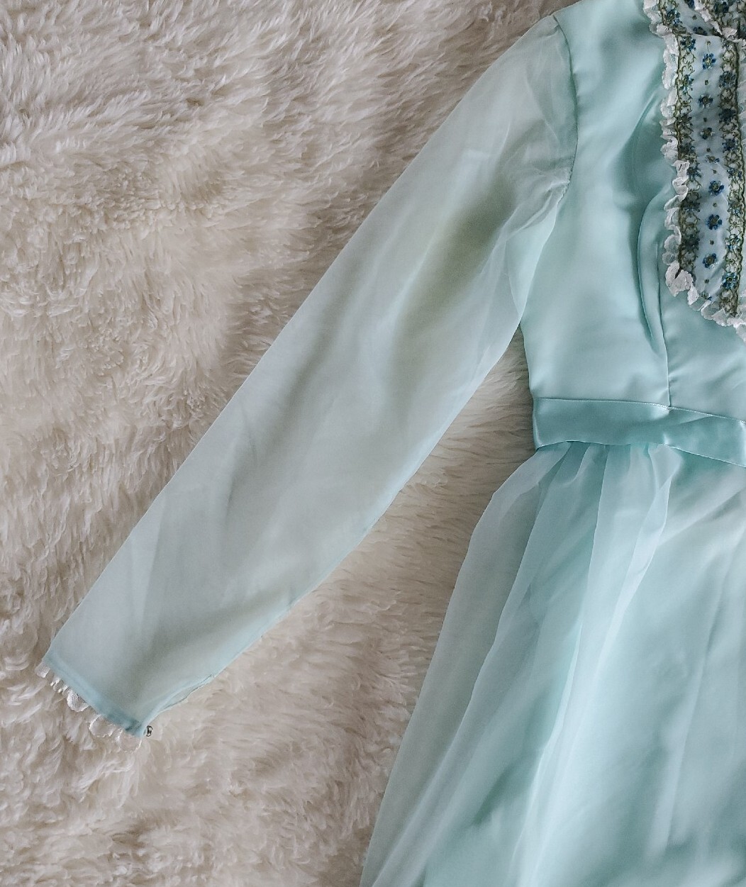 Vintage Dress 60’s Long Formal Wear Theatre Costume Mint Green Size Small 🇺🇸