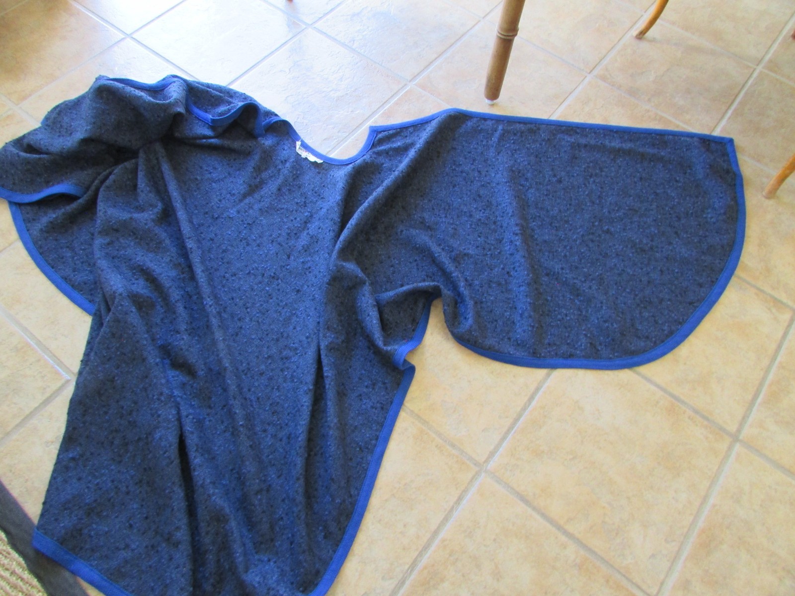 VTG 70’s Yves Saint Laurent Rive Gauche Blue Wool Cape Coat Made in France Sz 38