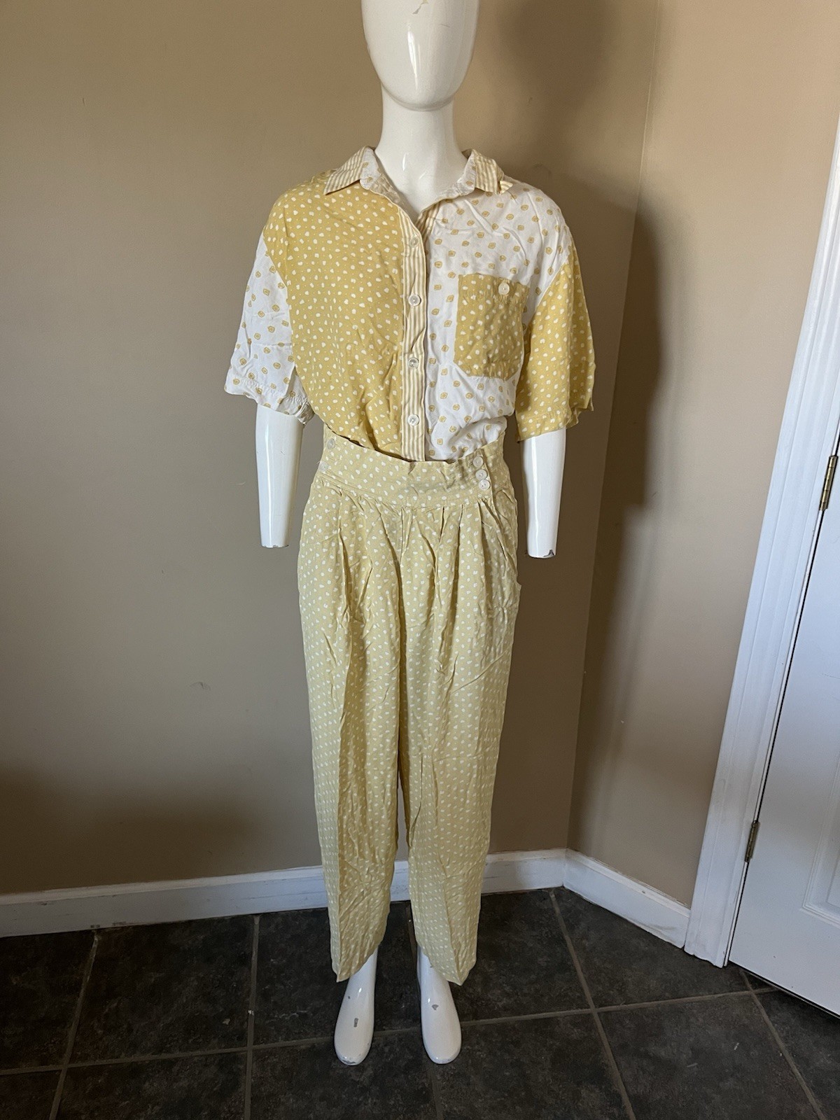 Vtg Counterparts 2pc 80s 90s Outfit Pants & Shirt Womens Sz 14 Retro Print Style