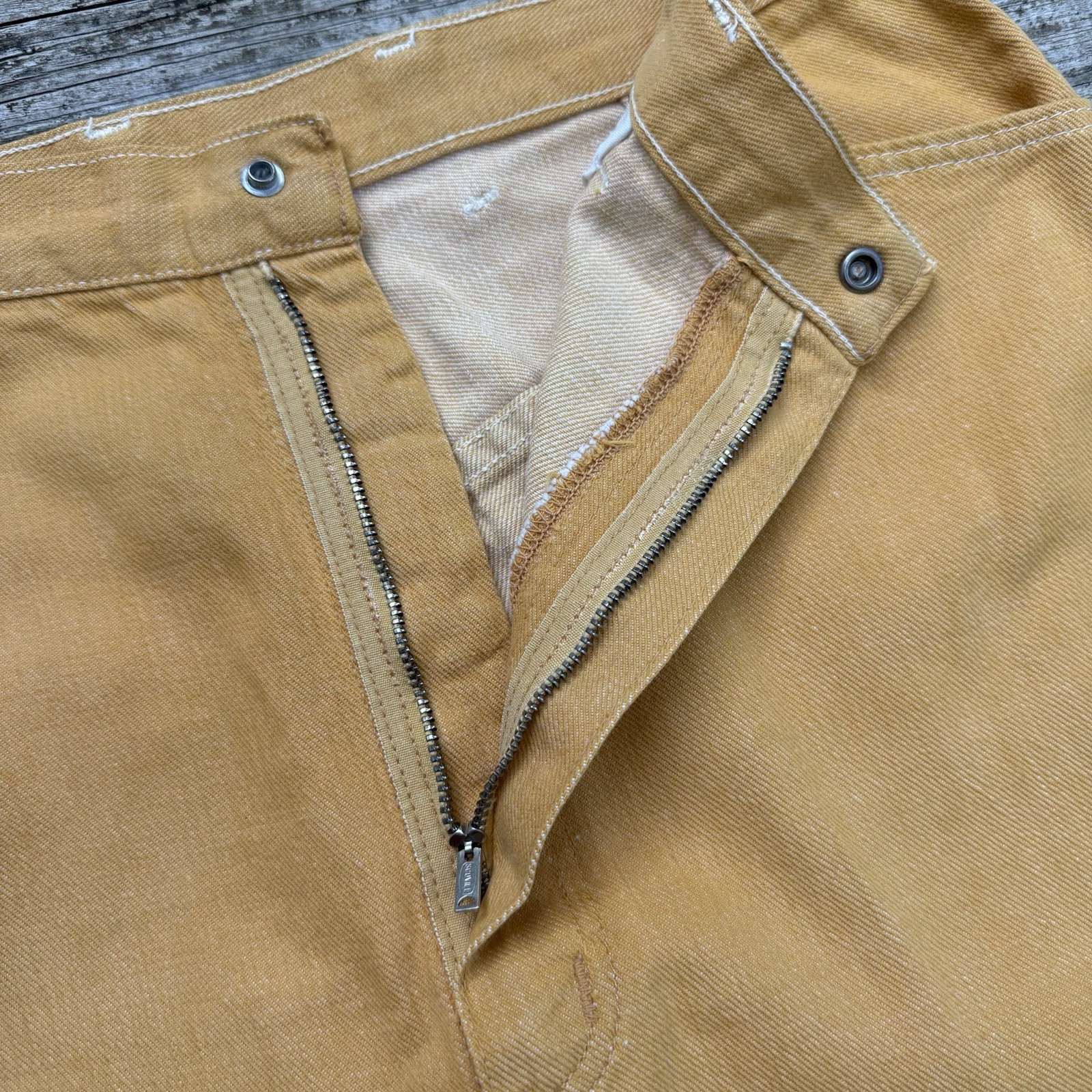 Vintage Misses Wrangler Sanforized Denim Jeans 60s 70s Mustard Yellow Workwear